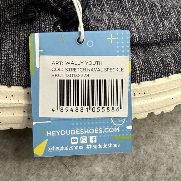 Hey Dude Shoes Youth 6 Wally Stretch Naval Speckle Slip On Comfort Walking NEW - Picture 10 of 10